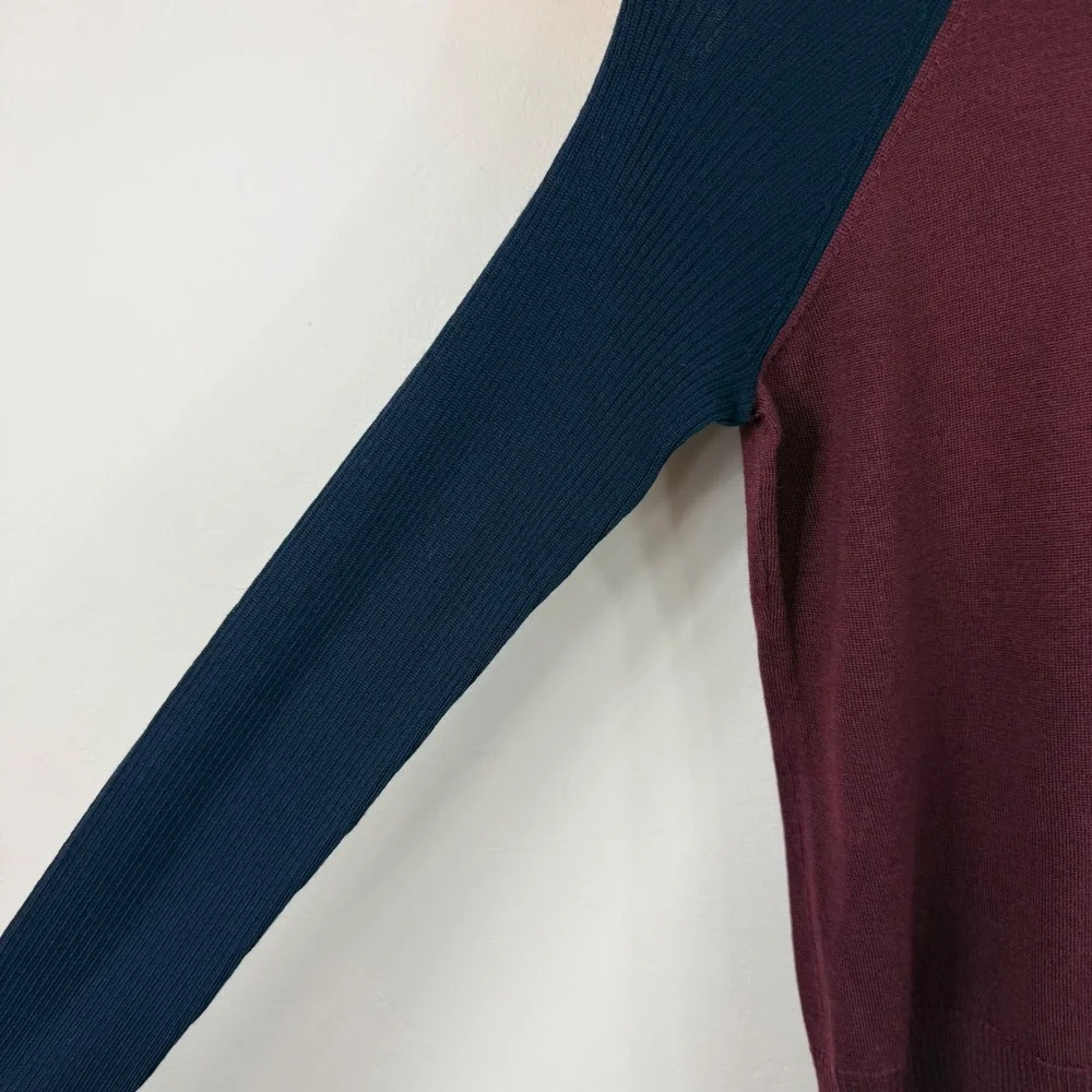 Pendleton Merino Wool Turtleneck Sweater Colorblock Burgundy Navy Preppy P S